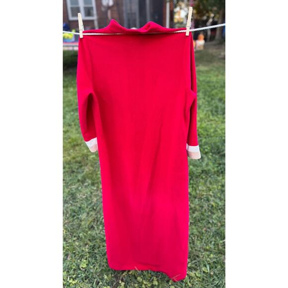 New Vanity Fair 1980's Robe Medium Hostess Gown Housecoat Velour Red Lounger - Picture 2 of 5